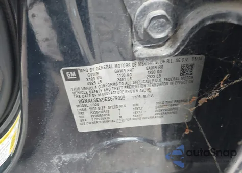 2014 Chevrolet Captiva Sport Lt z USA, uszkodzony, nr VIN 3GNAL3EK9ES679099